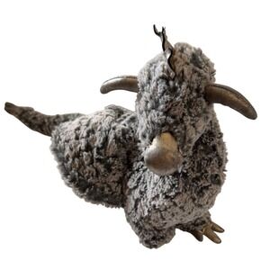 Douglas Cuddle Toy Draco Grey Dragon #859 Plush Metallic Gold Wings Horns S